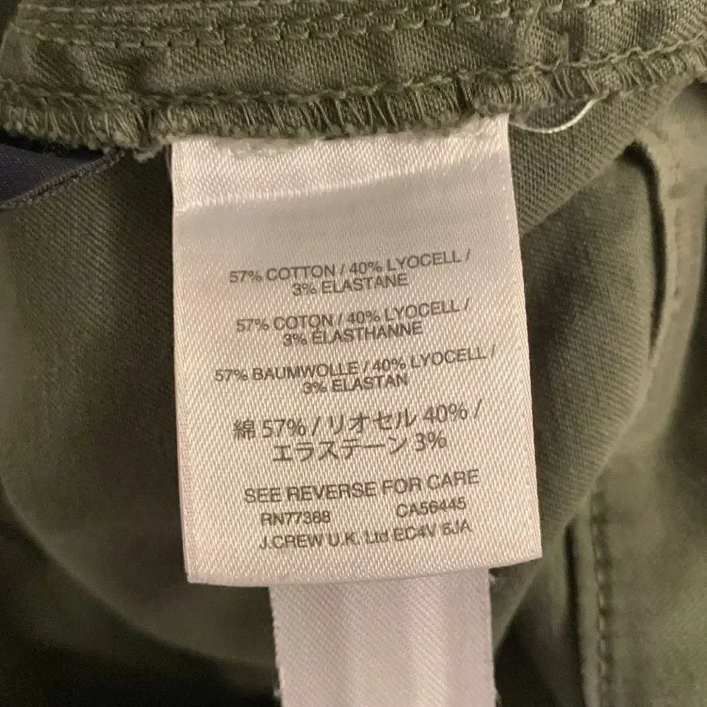 J.Crew Olive Green Cargo Style Skinny Women’s Pants Size 29